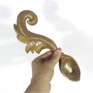 Hand Carved Wood Spoon Folk Art Treen Welsh Love Spoon